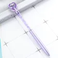 Purple heart crystal ballpoint pen, cute student writing stationery office supply. - Purple