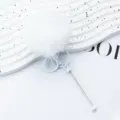 White fluffy pom-pom keychain plush bag pendant cute fluffy keyring for women and girls - White