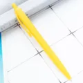 Yellow plastic retractable ballpoint pen, smooth writing click ball pen for office school. - Yellow