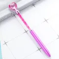 Pink heart crystal ballpoint pen student cute stationery plastic glittering diamond gel pen - Bright Purple