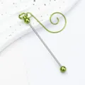 Christmas beaded ornament hook, green metal spiral DIY craft hanging accessory for tree decor. - Yellow-Green