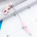 Creative mini keychain pen portable short beaded pen with custom logo business gift supply - Macaron Light Pink