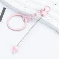 Pink DIY beaded keychain bag charm candy color metal pendant cute daily accessory - Candy Pink