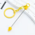 Candy color DIY beaded keychain bag charm stylish metal keyring accessory for personalized bag decoration - Candy Yellow