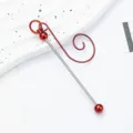 Red metal beaded Christmas tree hanging hook DIY festive ornament decoration item - Christmas Red