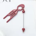 Rote perlenbesetzte U-förmige Haarnadel Dutt-Macher DIY Haarschmuck für Damenstil. - Burgunderrot