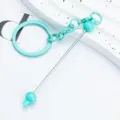 Candy color DIY beaded keychain pendant bag charm with metal bar and ring accessories - Candy Blue