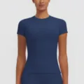 Women's short sleeve slim fit athletic t-shirt for running, yoga, and fitness workout. - S / Tops / Deep Sea Blue