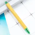 Bamboo ballpoint pen with green metal trim, eco-friendly push click writing pen for office gift. - Bullet Tip 1.0 / Dark Green