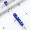 Creatieve DIY strass kraal balpen met fonkelende blauwe kristallen voor handwerk projecten. - Donkerblauw