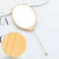 Specchio da trucco ovale portatile con cornice in legno, manico in metallo e vetro. - Colore venatura del legno n. 6