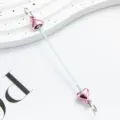 DIY Beading Rod Metal Stick with Pink Heart Charms for Keychain Jewelry Craft Making Accessories - Heart Style / Candy Pink