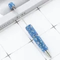 DIY strass kraal balpen, sprankelende blauwe kristallen metalen pen voor creatief schrijven. - Saffierblauw
