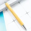 Bamboo push ballpoint pen with metal trim, eco-friendly wooden writing tool for gift. - Bullet Tip 1.0 / Silver