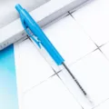 Plastic retractable ballpoint pen with transparent barrel and blue clip for business office. - Candy Blue