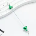 DIY bead rod keychain accessory with green heart metal bar for handmade jewelry making crafting - Heart Style / Candy Green