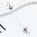 DIY metal beaded rod with purple heart charms, perfect for handmade keychains and zipper pulls. - Heart Style / Candy Purple