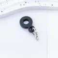 Silicone straw charm with lobster clasp, black straw accessory for 8mm-10mm cups. - Black