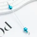 Metal DIY Beading Rod with Blue Flower Beads Zipper Decor Keychain Accessories - Flower Style / Candy Blue