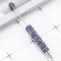 Paarse strass kralen balpen creatieve DIY metalen schrijfpen voor dagelijks kantoor - Paars