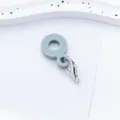 Grey silicone straw charm with lobster clasp, DIY accessory for 8mm-10mm cup straws. - Gray