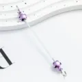 DIY beaded metal rod pendant accessory, creative handmade key chain metal stick part. - Flower Style / Candy Purple