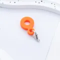 Orange silicone straw charm with metal clasp, DIY cup accessory for 8mm-10mm straws variant - Orange