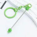 DIY green beadable metal bar keychain, candy color bag charm and accessory for creative crafting. - Candy Green