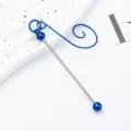 Christmas decorative beaded wire hook festival tree hanging ornament DIY craft accessory - Dark Blue