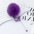 Purple Fluffy Pom Pom Keychain Cute Plush Bag Charm Pendant For Women Handbag Accessories - Deep purple