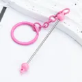 DIY Beaded Keychain Pink Bar Component Metal Resin Candy Color Keyring Pendant Accessory - Candy Rose Red