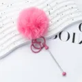 Pink fluffy pom-pom keychain plush cute bag pendant fluffy charm variant accessory - Pink