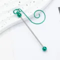 Green metal Christmas beaded hook pendant, DIY festive ornament hanger for holiday tree decor. - Malachite green
