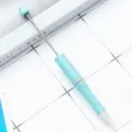 Wheat straw DIY beadable pen, multi-color creative beaded ballpoint pen for handmade crafts. - Wheat Straw Light Blue