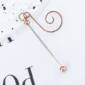 Rose gold DIY beaded Christmas hook pendant, metal hanging wire for holiday tree decor variant - Rose Gold