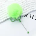 Neon green fluffy pom pom keychain plush bag charm DIY decorative metal pin accessory - Candy Green