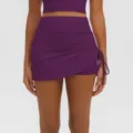 High waist workout sports skort with side ruching and drawstring activewear skirt. - S / Bottoms / Magenta Purple