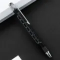 Multifunctional tool pen with ruler scale, metal clip, and stylus tip for daily office use. - Bullet Tip 1.0 / Black