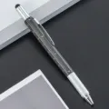 6-in-1 multifunctionele balpen met liniaal, stylus en schroevendraaier voor kantoor. - Grijs