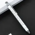 Multi-functional tool pen white ballpoint pen with ruler scale, handy variant for daily use. - Bullet Tip 1.0 / White