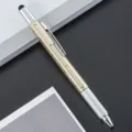 Multifunctionele 6-in-1 balpen met touchscreen stylus en een handige liniaal - Goud