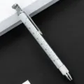 Silver multi-tool pen with built-in ruler, screwdriver and ballpoint for daily office use. - Bullet Tip 1.0 / Silver