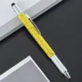 Multifunctionele gereedschap pen met gele liniaal schaal en touchscreen stylus variant - Geel