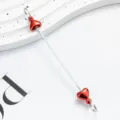 DIY beaded metal bar with red heart charms, creative handmade keychain jewelry accessory. - Heart Style / Red