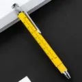 Multi-function 6-in-1 tool pen with scale ruler ballpoint pen touch screen stylus screwdriver. - Bullet Tip 1.0 / Yellow