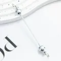 Silver tone metal DIY bead rod blank with flower charms for keychain pendant crafts. - Flower Style / Silver