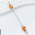 DIY bead rod keychain accessory with orange star charms and metal stem for handmade crafts. - Pentagram Style / Orange
