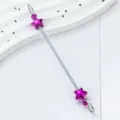 DIY metal beading bar rod with purple star charms for handmade keychains and jewelry making. - Pentagram Style / Deep purple