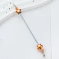 DIY metal beading rod with gold star charms, crafting accessory for custom keychain design. - Pentagram Style / Rose Gold