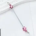 DIY beaded metal rod accessory with pink star charm for handmade keychains and pendant crafts. - Pentagram Style / Candy Pink